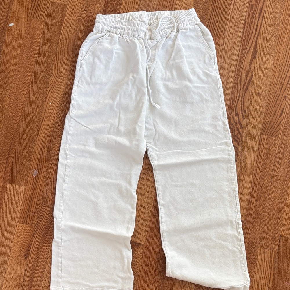 Brandy Melville White Straight leg linen Pants